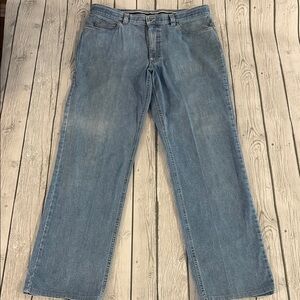 Hiltl Designer Blue Straight Denim Jeans Relaxed Fit Size 36/34